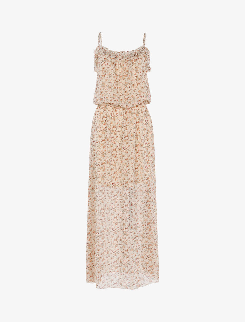 Robe longue à imprimé petites fleurs - beige - 1