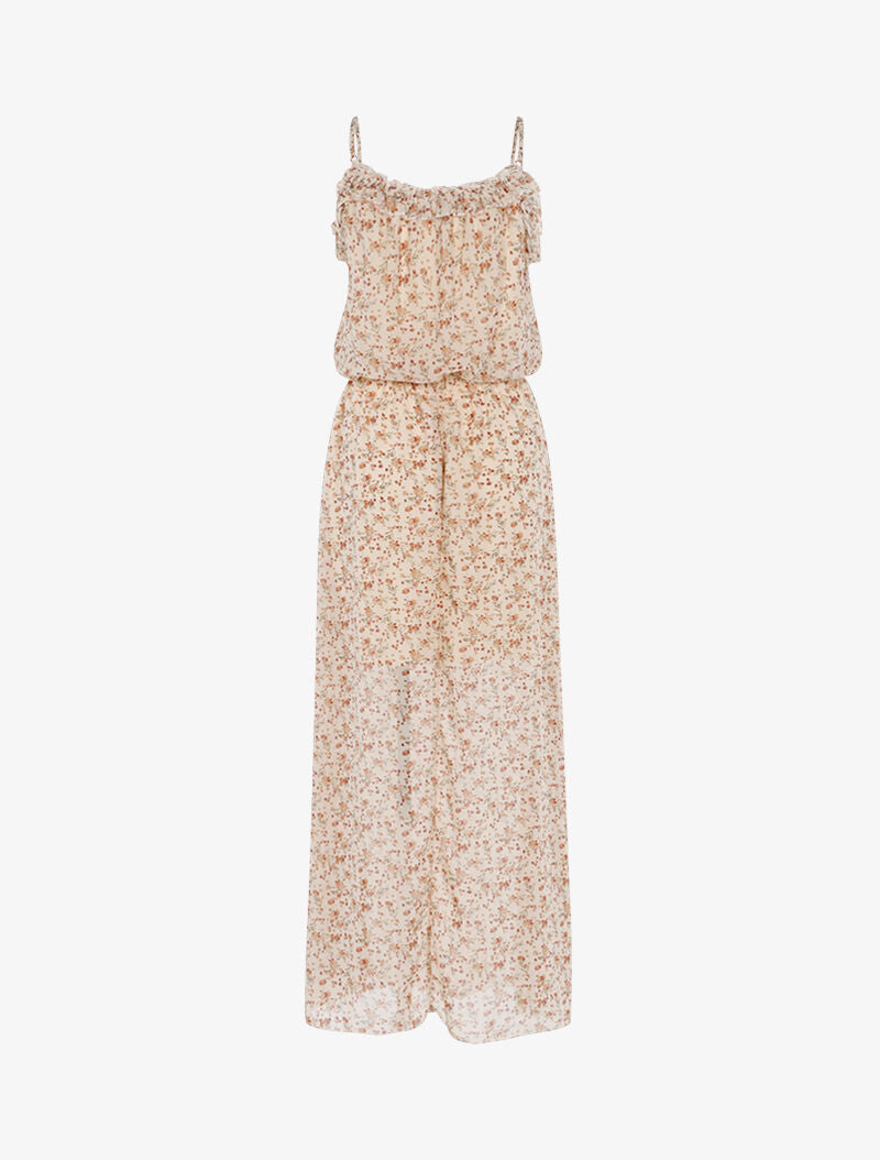 Robe longue à imprimé petites fleurs - beige - 2