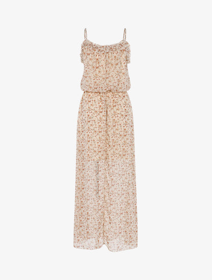 Robe longue à imprimé petites fleurs - beige - 2