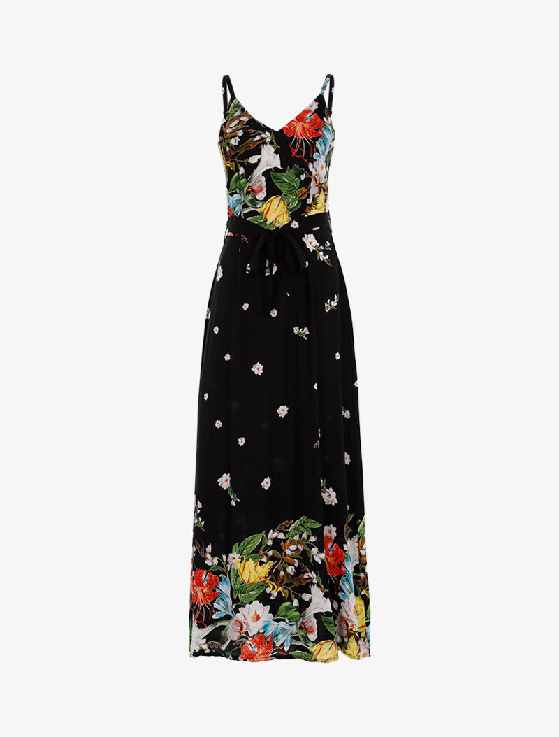 Robe longue à imprimé floral - noir - 6