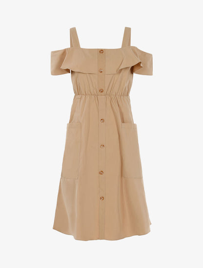Robe à épaules nues - beige - 1