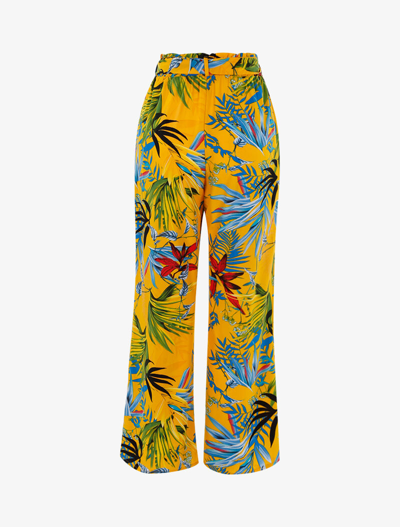 Pantalon à imprimé tropical - jaune - 2