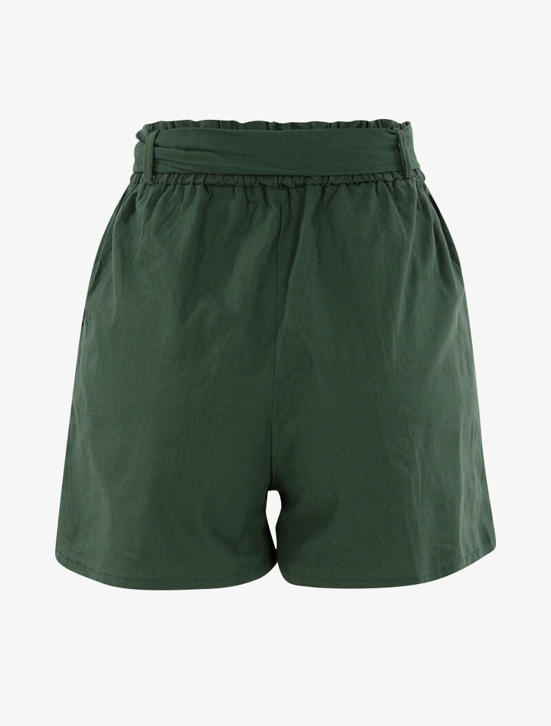 Short uni effet toile - kaki - 2