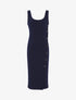 Robe côtelée à boutonnière en biais - marine - 1