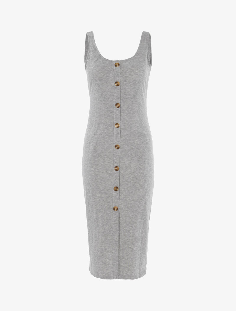 Robe côtelée à boutonnière - gris clair - 1