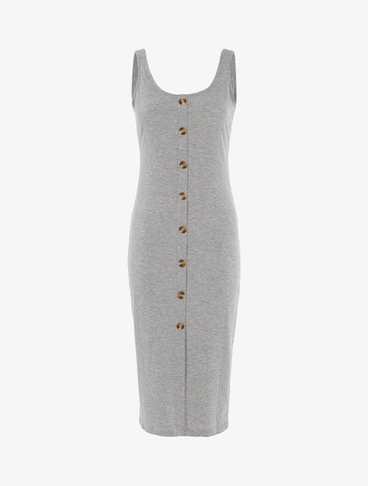 Robe côtelée à boutonnière - gris clair - 1