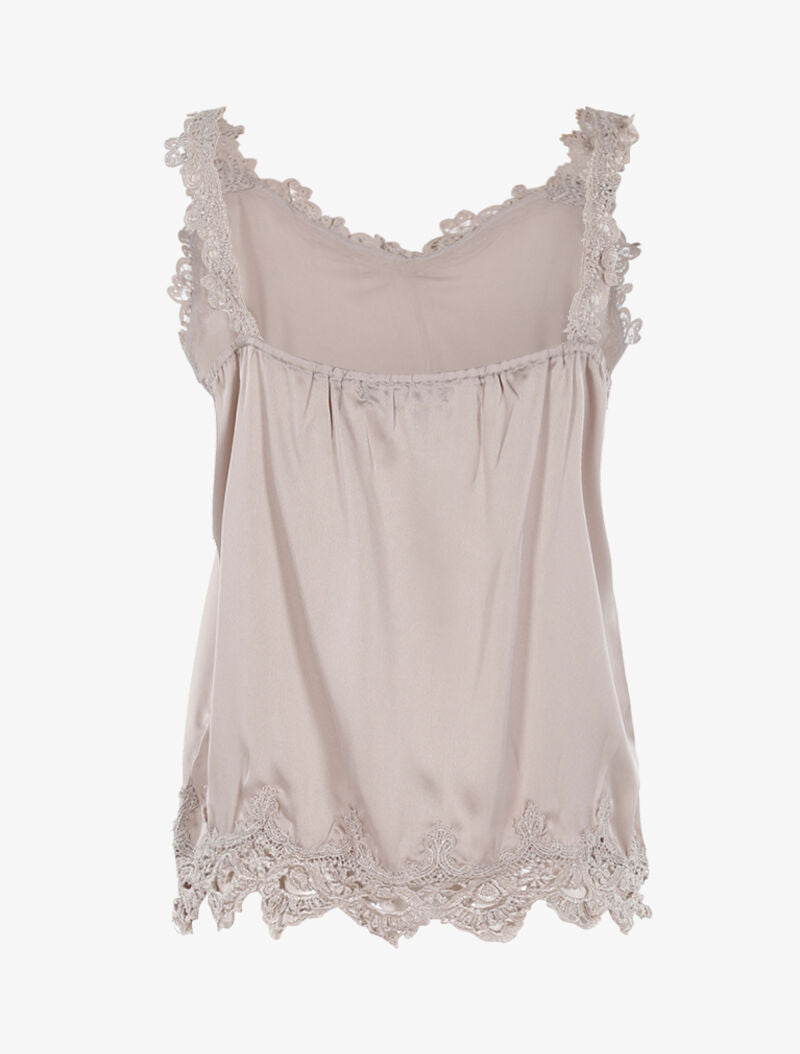 Débardeur à bords en crochet - beige - 2