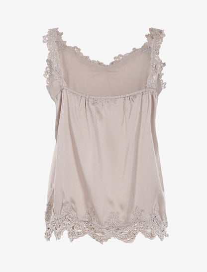 Débardeur à bords en crochet - beige - 2