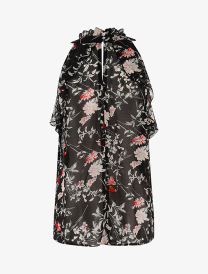 Top en voile à détails volantés - noir - 2