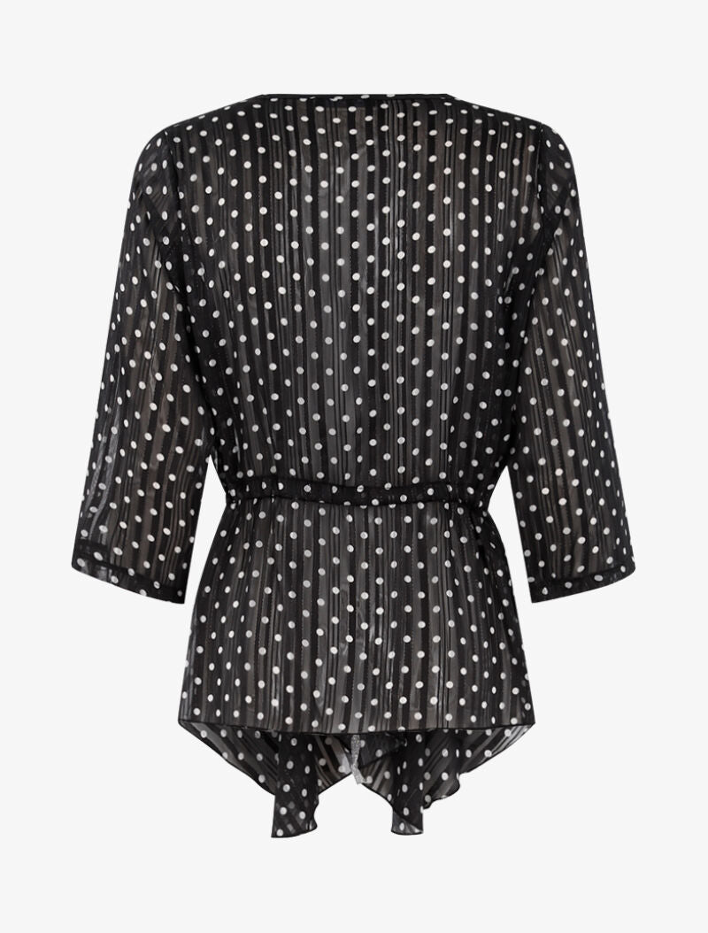 Top style tunique à imprimé pois - noir/blanc - 2
