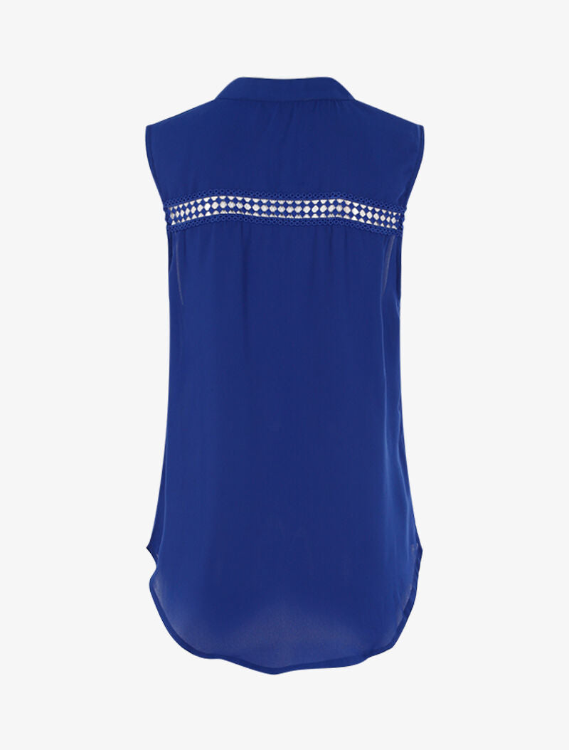 Top style chemise sans manches - bleu électrique - 2