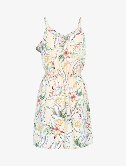 Robe imprimée à encolure volantée - beige - 2