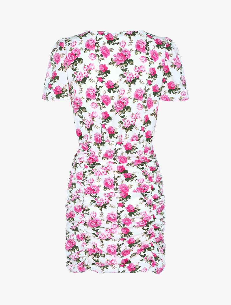 Robe moulante à imprimé floral - ecru - 6