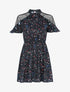 Robe fleurie à épaules ajourées - noir - 1