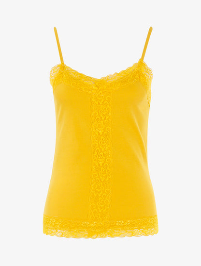 Débardeur à empiècement en dentelle - jaune - 1