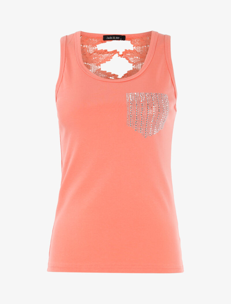Débardeur strass en forme de poche - rose - 1