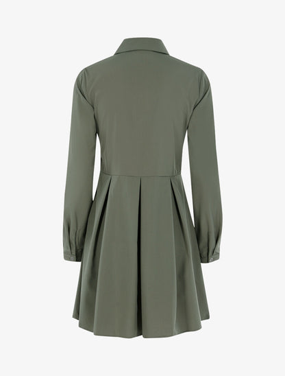 Robe patineuse style chemise - kaki - 2