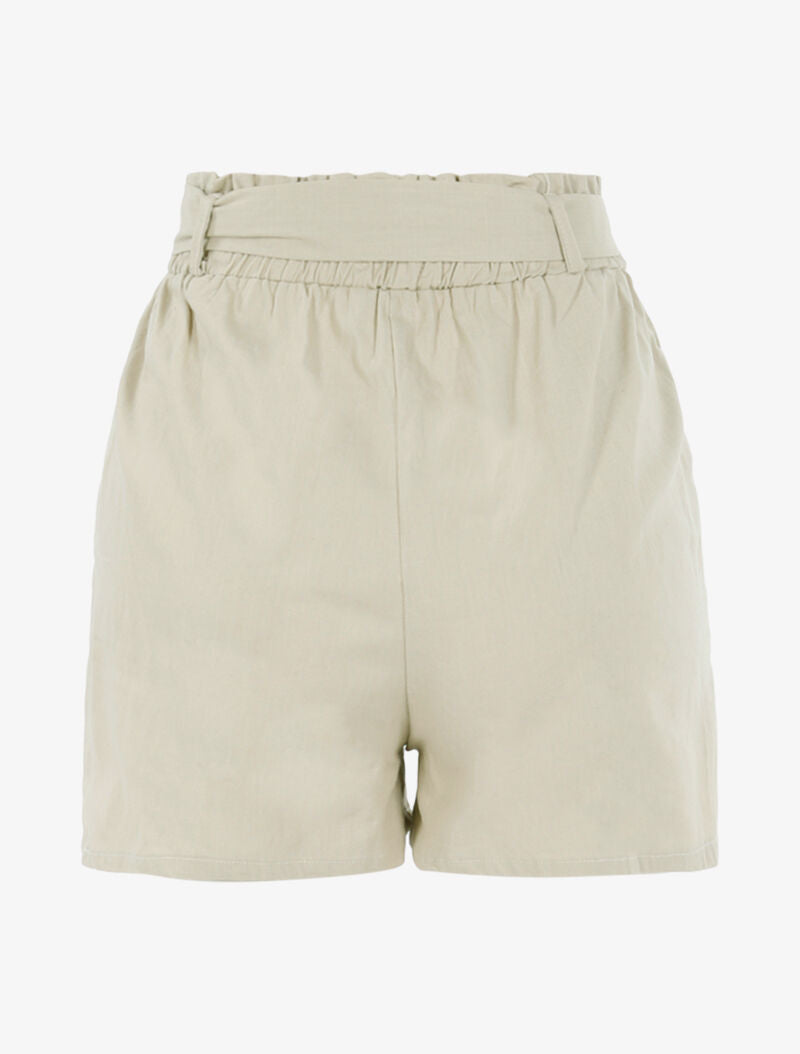 Short uni effet toile - beige - 3
