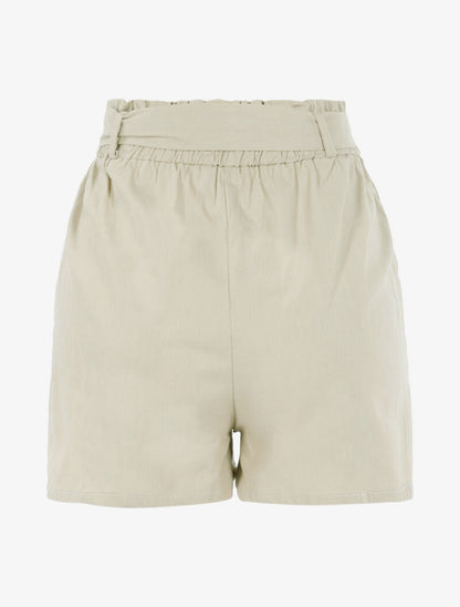 Short uni effet toile - beige - 3