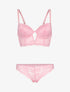 Ensemble bustier en dentelle fleurie - rose - 1