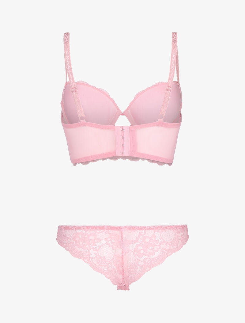 Ensemble bustier en dentelle fleurie - rose - 2