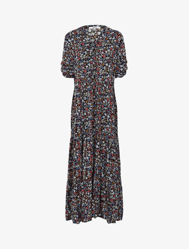 Robe chemise à imprimé fleurs colorées - noir - 3