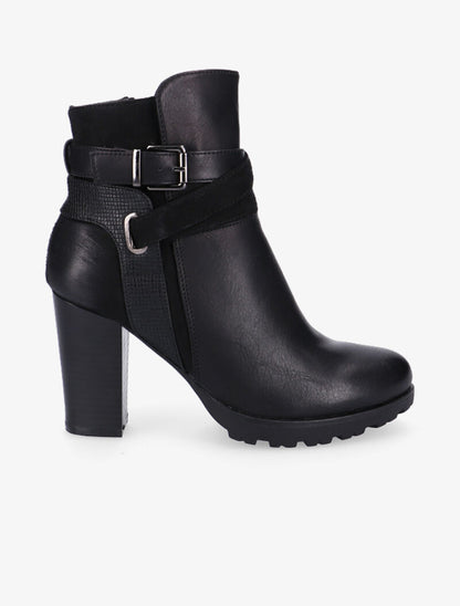 Bottines à empiècement et lanières - noir - 5