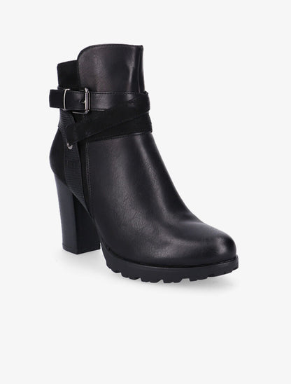 Bottines à empiècement et lanières - noir - 2