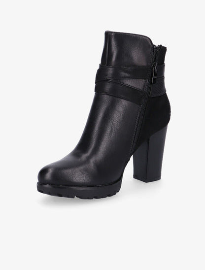 Bottines à empiècement et lanières - noir - 3