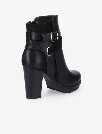 Bottines à empiècement et lanières - noir - 4