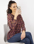 Blouse à imprimé géométrique graphique - lie de vin - 1