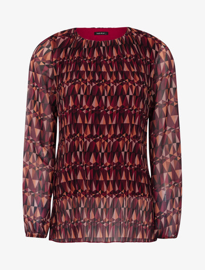 Blouse à imprimé géométrique graphique - lie de vin - 2