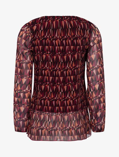 Blouse à imprimé géométrique graphique - lie de vin - 3