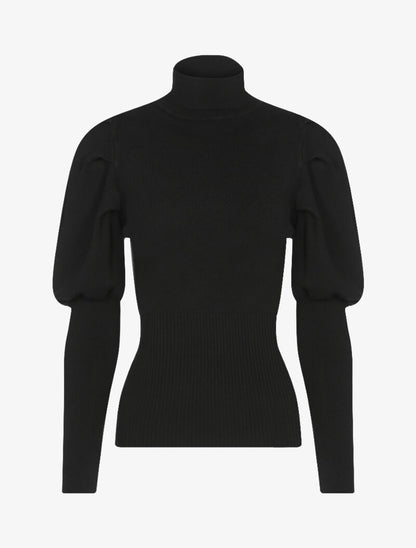 Pull doux à manches gigot - noir - 1