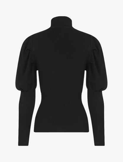 Pull doux à manches gigot - noir - 2