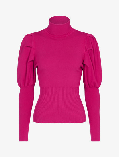 Pull doux à manches gigot - fushia - 3