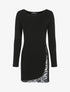Robe pull à zip strassé et dentelle - noir - 1