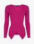 Pull côtelé à pans croisés - fushia - 3