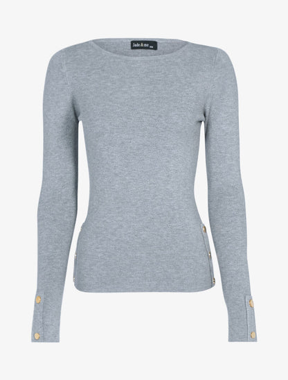 Pull doux à détails boutonnés - gris clair - 1