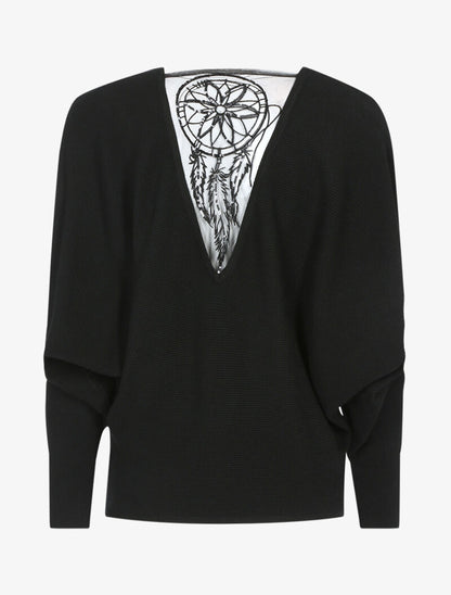 Pull à broderie dreamcatcher - noir - 2