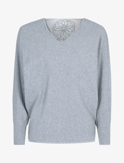 Pull à broderie dreamcatcher - gris clair - 1