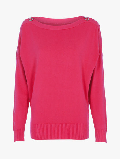 Pull doux à épaules zippées - fushia - 3