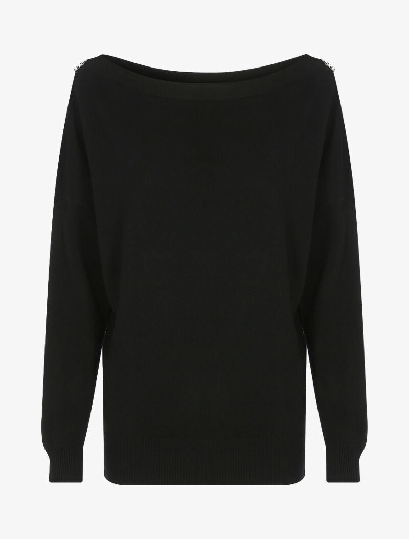 Pull doux à épaules zippées - noir - 2