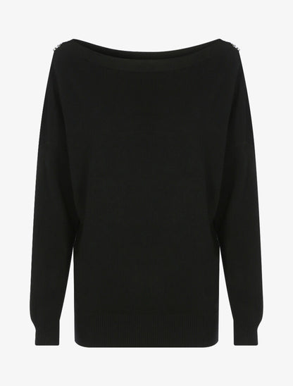 Pull doux à épaules zippées - noir - 2