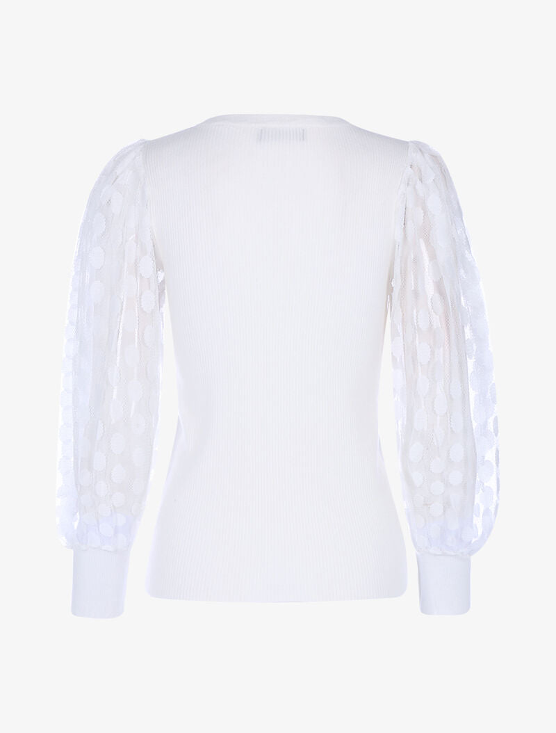 Pull à manches en tulle - ecru - 2