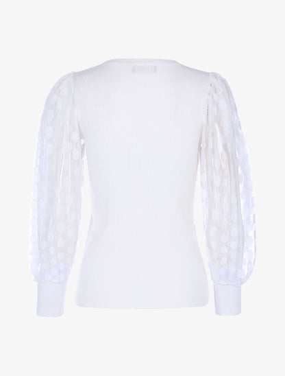 Pull à manches en tulle - ecru - 2