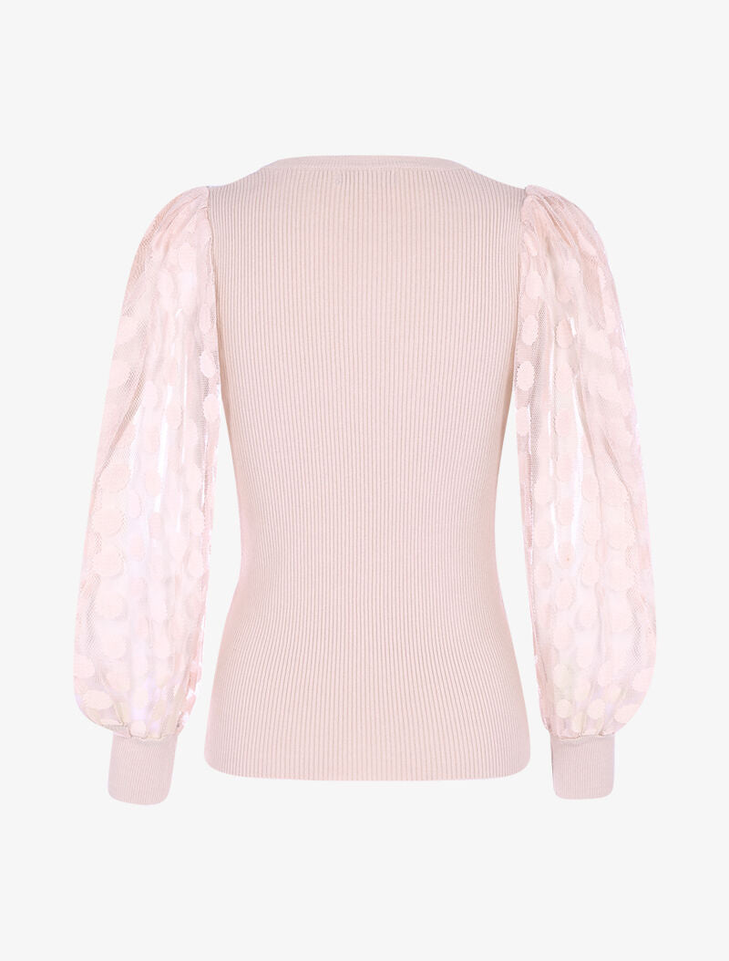Pull à manches en tulle - rose orange - 3