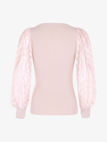 Pull à manches en tulle - rose orange - 3