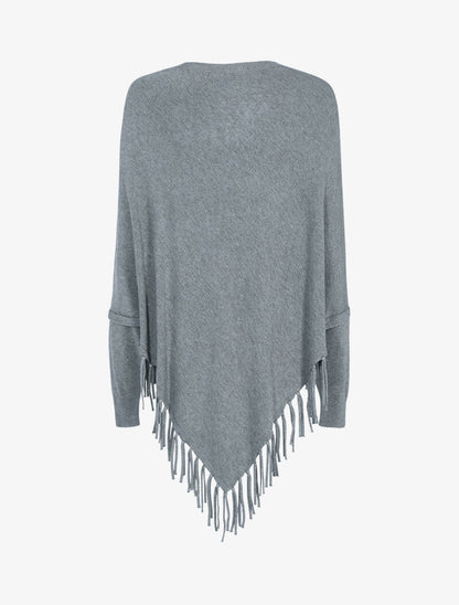 Pull poncho à franges - gris foncé - 2