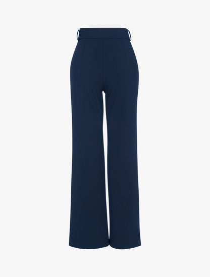 Pantalon ample uni - marine - 2